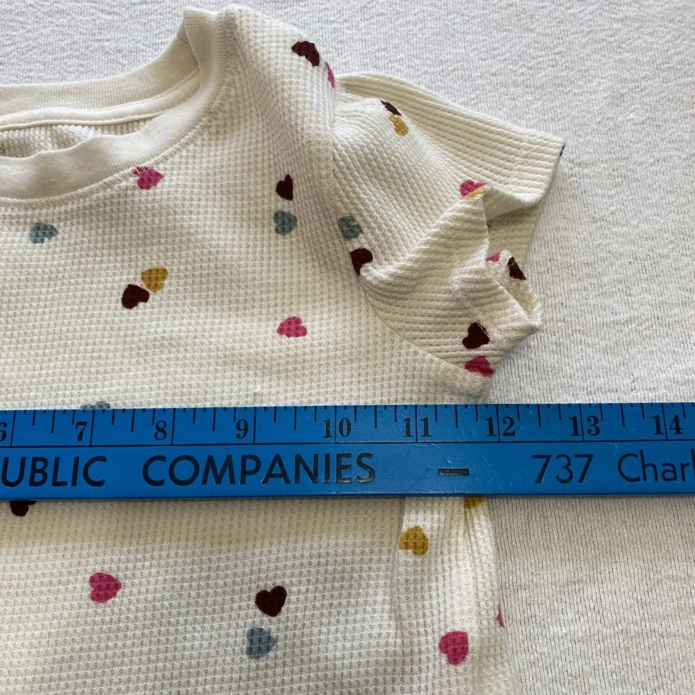 Cat & Jack Toddler Girl‎ Peplum Top 4T Cream Heart Print Waffle Knit Tee Relaxed